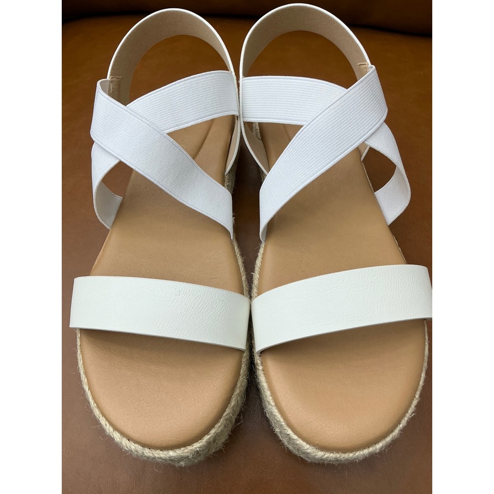 Journee Collection Caroline Sandals Womens9 White Excellent Espadrille Platform - Picture 7 of 10